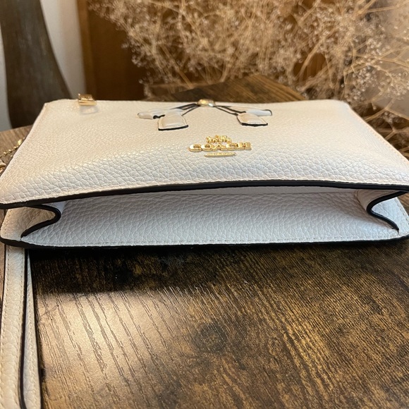 Coach Cream Leather Wristlet with Bow Accent - Picture 6 of 11